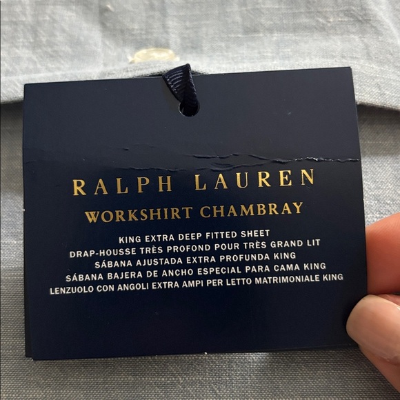 Ralph Lauren Workshirt Blue Chambray king extra deep fitted sheet - Picture 2 of 4